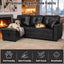 LLappuil 71" Sectional Sofa, Sectional Couch with Pull Out Sofa Bed Twin Size, Convertible Sofa Bed with Storage Chaise for Living Room, Compact Space, Foil Fabric Black
