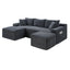LLappuil Sectional Sofa, 106" U Shaped Modular Sectional Couch with Left Chaise, Cloud Courduroy Sofa Couch with Movable Ottoman for Living Room Gray