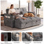 LLappuil 66" Sofa Bed Full Size, Loveseat Sofa Convertible Sofa Bed, Chenille Sofa Couch with USB Charging Port, Foldable Side Tray, Cup Holder, Hidden Storage Armrest