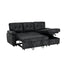 LLappuil 88" Sectional Sofa, Mid-Century L Shaped Sectional Couch with Pull Out Sofa Bed, Convertible Sofa Bed with Storage Chaise for Living Room, Foil Fabric Black
