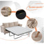 LLappuil Pull Out Sofa Bed Queen Size, 82" 3 Seat Sofa Convertible Sofa Bed, Velvet Sofa Couch with Memory Foam Mattress for Living Room Beige