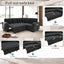 LLappuil 76" x 76" Sectional Sofa, Sectional Couch with Pull Out Sofa Bed Twin Size, 4 Seat Sofa Couch with Cup Holders & Side Pocket Convertible Sofa Bed for Living Room, Polyester Dark Gray