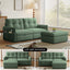 LLappuil 70" Convertible Sofa Bed, Pull Out Sofa Bed Full Size, Velvet Loveseat Sofa with Ottoman, USB & Type-c Charging Port for Living Room Black