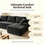 LLappuil 96" Sectional Sofa, Modular Sectional Couch with Left Chaise, Deep Seat Corduroy Cloud Sofa for Living Room Gray
