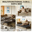 LLappuil 82" Pull Out Sofa Bed King Size, Loveseat Sofa Convertible Sofa Bed, Velvet 3 Seat Sofa Couch for Living Room Camel