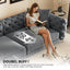 LLappuil Pull Out Sofa Bed King Size, 98" Tufted 3 Seat Sofa Convertible Sleeper Sofa Bed, Oversized 28" Deep Seat Velvet Sofa Couch for Living Room Dark Gray