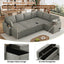 LLappuil 110" Sectional Sofa, Sectional Couch with Pull Out Sofa Bed Queen Size, 6 Seat Chenille Sofa with Hidden Storage Armrest, Cup Holders, Charging Ports for Living Room Light Gray