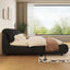 LLappuil Upholstered Platform Bed Queen Size, Oversized Wood Bed Frame with Padded Backrest Black