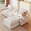 LLappuil Sectional Sofa, Cloud Sectional Couch with Movable Ottoman, 4 Seat Chenille Sofa Couch for Living Room Beige