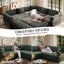 LLappuil Sectional Sofa, Pull Out Sofa Bed King Size, 5 Seat Chenille Sofa Couch Convertible Sleeper Sofa Bed for Living Room Green