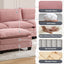 LLappuil Sectional Sofa, 4 Seat Corduroy Cloud Sofa Couch with Reversible Ottoman for Living Room Pink