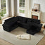 LLappuil 110" Sectional Sofa, Oversized Sectional Couch with Pull Out Sofa Bed, 6 Seat Corduroy Sofa with USB Port Corner Coffee Table Cup Holder Convertible Sofa Bed for Living Room Black