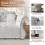 LLappuil 98" Pull Out Sofa Bed King Size, Oversized Chesterfield Velvet Sofa with Flower Tufting, Loveseat Sofa Couch Convertible Sofa Bed for Living Room Gray