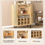 LLappuil 28" Wine Bar Cabinet, Coffee Bar Cabinet with 8-Grid Wine Rack, 5-Level Adjustable Shelves, 2 Glass Holders, 4 Hidden Storage Space