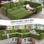 LLappuil Sectional Sofa Couch, Oversized Chenille Sofa with Pull Out Sofa Bed for Living Room Olive