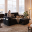 LLappuil Loveseat Sofa, Pull Out Sofa Bed Queen Size, Corduroy Sofa Couch with 360° Swivel Tabletop, USB Charging Port, Cup Holder for Living Room Black