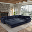 LLappuil Sectional Sofa, Pull Out Sofa Bed King Size, 6 Seat Chenille Sofa Couch Convertible Sleeper Sofa Bed for Living Room Blue