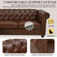LLappuil Sectional Sofa, 85" Mid-Century Chesterfield Sofa with Storage Ottoman, Faux Leather 3 Seater Sofa for Living Room Black