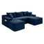 LLappuil Sectional Sofa, 106" U Shaped Modular Sectional Couch with Left Chaise, Cloud Courduroy Sofa Couch with Movable Ottoman for Living Room Blue