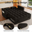 LLappuil Pull Out Sofa Bed Full Size, 65" Loveseat Sofa Convertible Sofa Bed, Chenille Sofa Couch with Small Toptable, Charging Port, Hidden Storage Armrest for Living Room Black