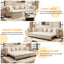 LLappuil 89" Loveseat Sofa, Pull Out Sofa Bed King Size, Chesterfield Sofa Convertible Sleeper Sofa Bed, Velvet 3-Seater Sofa with Movable Ottoman for Living Room Beige