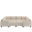 LLappuil Modular Sectional Sleeper Sofa, Convertible Sectional Couches for Living Room, Breathable Soft Fabric Sofa, with 3 Extra Deep Seats and 3 Storage Ottomans, Washable, Removable, Beige