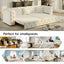 LLappuil 89" Velvet Chesterfield Sofa, Oversized Pull Out Sofa Bed King Size, Loveseat Sofa Couch Convertible Sofa Bed for Living Room White