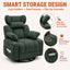 LLappuil Chenille Recliner Chair, 360° Swivel Reclining Chair with Detachable Adjustable Neck Pillow, Manual Nursery Glider Rocker Recliner Chair for Living Room Blue
