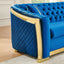 LLappuil Sectional Sofa, 106" Chesterfield Sofa with Curved Arm Button Tufted, Velvet Cloud Sofa Couch for Living Room Blue