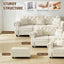LLappuil Loveseat Sofa, Velvet Chesterfield Sofa for Living Room Beige
