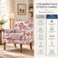 LLappuil Accent Chair, Mid-century Floral Armchair with Nailhead Trim, Solid Wood Legs, Living Room Single Sofa Chair Reading Chair