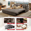 LLappuil Pull Out Sofa Bed Queen Size, 68" Loveseat Sofa with Bluetooth Speakers, USB Ports, Side Pockets, Corduroy Sofa Couch Convertible Sofa Bed for Living Room Brown