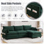 LLappuil Sectional Sofa, 4 Seat Corduroy Cloud Sofa Couch with Reversible Ottoman for Living Room Green