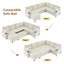 LLappuil 110" Sectional Sofa, Sectional Couch with Pull Out Sofa Bed Queen Size, 6 Seat Chenille Sofa with Hidden Storage Armrest, Cup Holders, Charging Ports for Living Room Beige