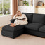 LLappuil Sectional Sofa, Cloud Sectional Couch with Movable Ottoman, 4 Seat Chenille Sofa Couch for Living Room Black