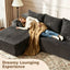 LLappuil 96" Sectional Sofa, Modular Sectional Couch with Right Chaise, Deep Seat Corduroy Cloud Sofa for Living Room Gray