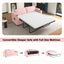 LLappuil 73" Loveseat Sofa, Pull Out Sofa Bed Full Size with 3" Mattress, Corduroy Sofa Couch with USB Ports, Cup Holders, Phone Holder Convertible Sofa Bed for Living Room Pink