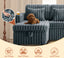 LLappuil 107" Sectional Sofa, U Shaped Sectional Couch with Storage Chaise, Pull Out Sofa Bed Convertible Sofa Bed, Corduroy Sofa Couch with USB Charging Port, Cup Holder for Living Room Dark Gray