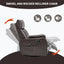 LLappuil Recliner Chair, 360° Swivel Massage Recliner Chair with Heat, Nursery Glider Rocker Recliner Chair for Living Room, Bedroom, Faux Leather Dark Brown