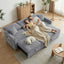 LLappuil 84" Sectional Sofa, Sectional Couch with Pull Out Sofa Bed Convertible Sofa Bed, Corduroy Sofa Couch with Storage Chaise, Small Desktop, Cup Holders, Charging Port for Living Room Gray