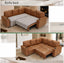 LLappuil 76" x 76" Sectional Sofa, Sectional Couch with Pull Out Sofa Bed Twin Size, 4 Seat Sofa Couch with Cup Holders & Side Pocket Convertible Sofa Bed for Living Room, Foil Fabric Brown