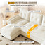 LLappuil Sectional Sofa, U Shaped Sectional Couch with Pull Out Sofa Bed, Chenille Convertible Sleeper Sofa Bed with Chaise, Removable Armrests, USB Ports Beige