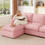 LLappuil Sectional Sofa, Cloud Sectional Couch with Movable Ottoman, 4 Seat Chenille Sofa Couch for Living Room Pink
