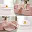 LLappuil Sectional Sofa Bed, Futon Convertible Sofa Bed King Size, Plush Corduroy Loveseat Sofa Couch for Living Room Pink