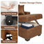 LLappuil Sectional Sofa, 71" Sectional Couch Convertible Sofa Bed, Pull Out Sofa Bed Full Size with Storage Chaise for Living Room, Foil Fabric Brown