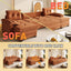 LLappuil Sectional Sofa, U Shaped Sectional Couch with Pull Out Sofa Bed, Chenille Convertible Sleeper Sofa Bed with Chaise, Removable Armrests, USB Ports Orange