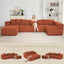 LLappuil 146" Sectional Sofa, U Shaped Sectional Couch with Chaise, 5 Seat Corduroy Sofa Convertible Sleeper Sofa Bed for Living Room Orange