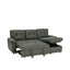LLappuil 88" Sectional Sofa, Mid-Century L Shaped Sectional Couch with Pull Out Sofa Bed, Convertible Sofa Bed with Storage Chaise for Living Room, Foil Fabric Black