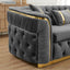 LLappuil Sectional Sofa, 111" Chesterfield Sofa with Curved Arm Button Tufted, Velvet Cloud Sofa Couch for Living Room Gray