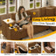 LLappuil 110" Sectional Sofa, Modular Sectional Couch Convertible Sofa Bed, 7 Seat Corduroy Sofa Couch with Movable Ottoman, Hidden Armrest Storage & USB Charging Ports Camel